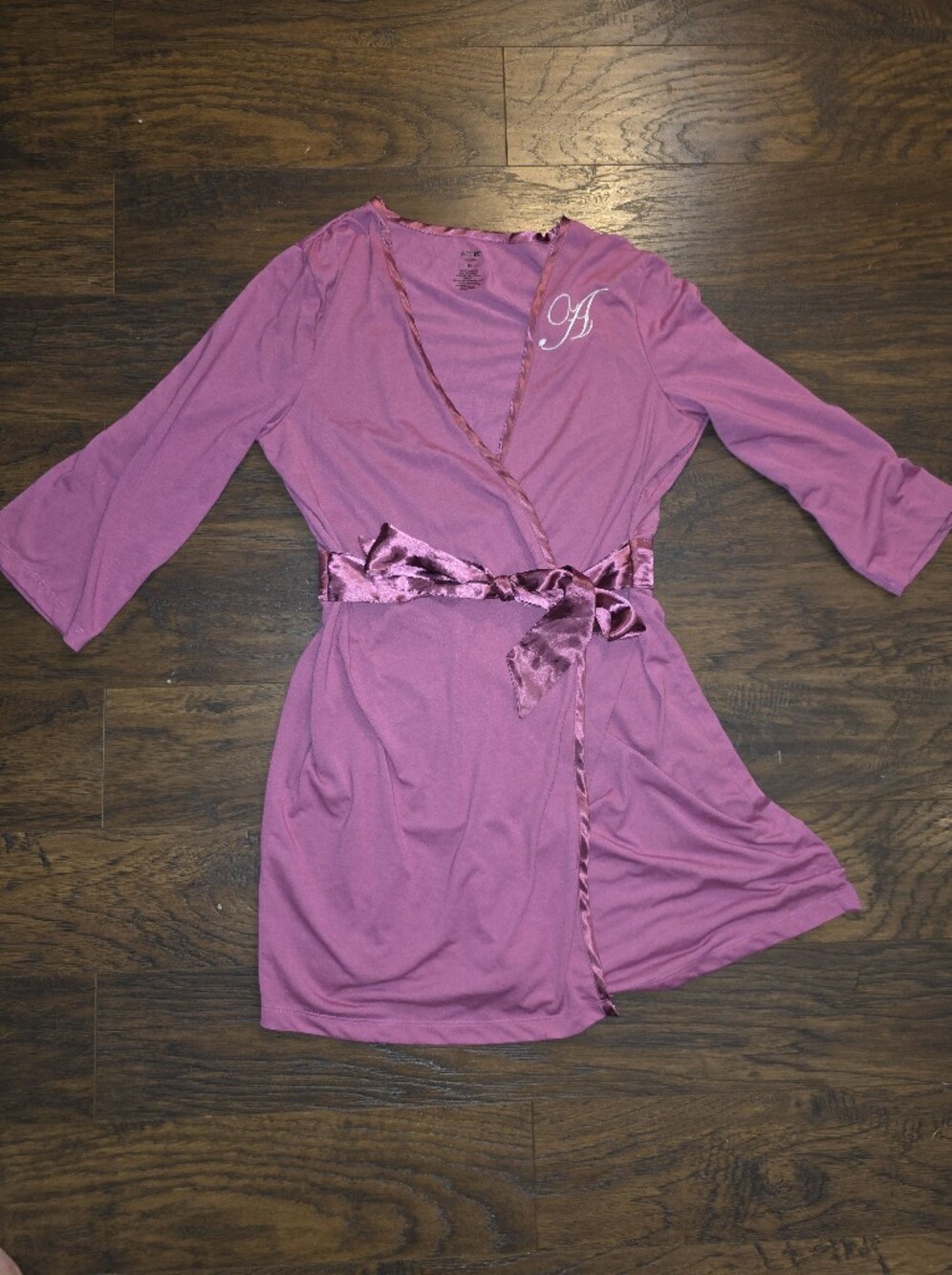 Apt. 9 Dusty Rose Satin-Trim Wrap Robe